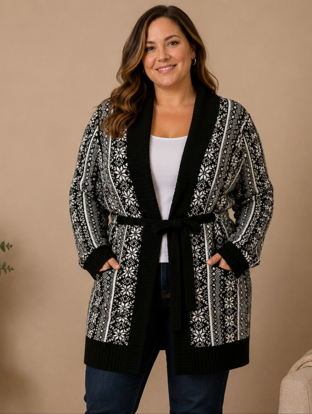 Bandolino Black and White Knit Cardigan